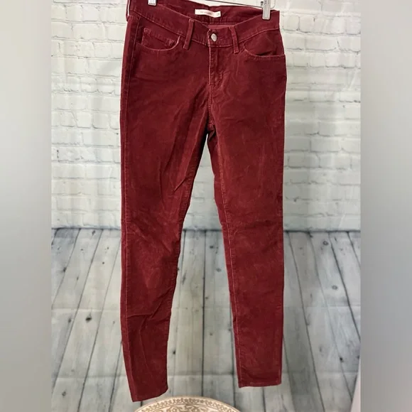 Levis 710 Super Skinny Corduroy Jeans | Rust Red | Sz Womens 28 - Picture 3 of 16